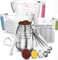 Godance 16-Piece Measuring Cups and Spoons Set, Nesting Stainless Steel Measuring Cups Spoons with 3 Plastic Measurin...